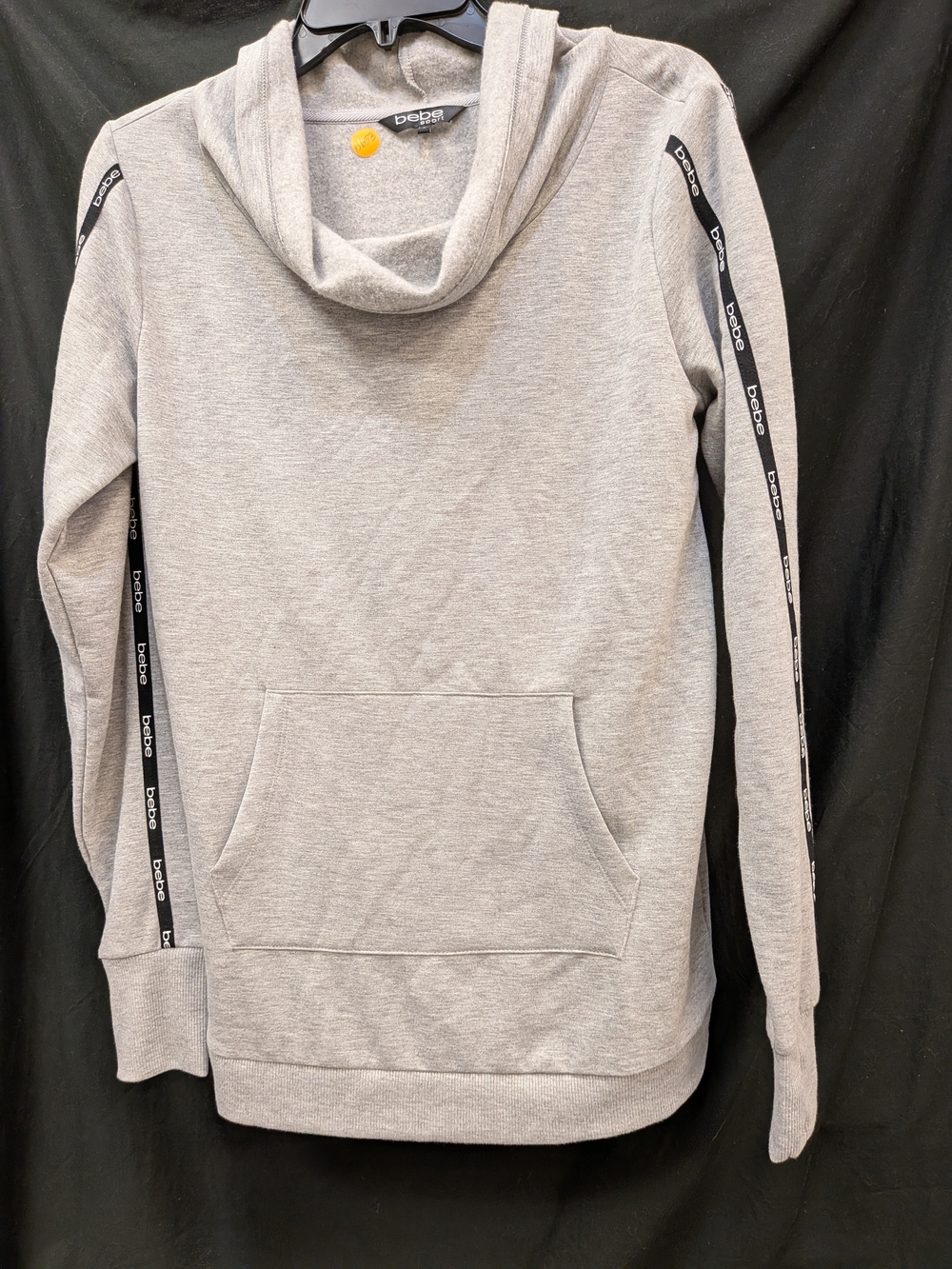 bebe Men’s Gray Hooded Sweater with Logo Tape